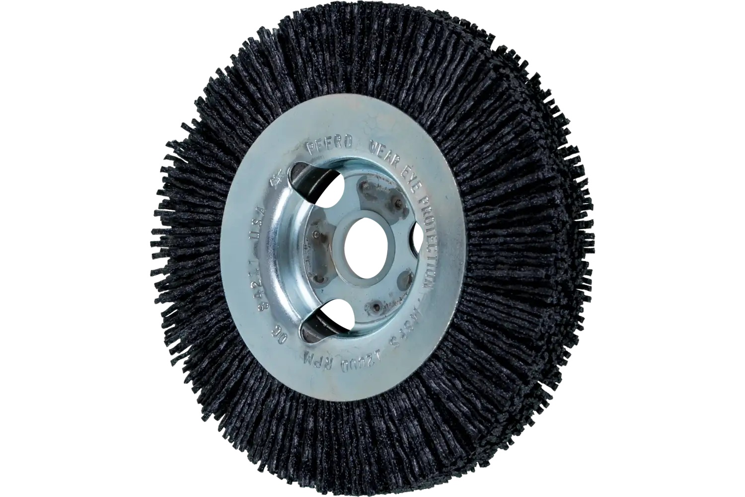 Picture of Pferd M-BRAD® Wheel Brush 4" Dia Wide Face .040/120 Grit Ceramic Oxide 5/8" Arbor